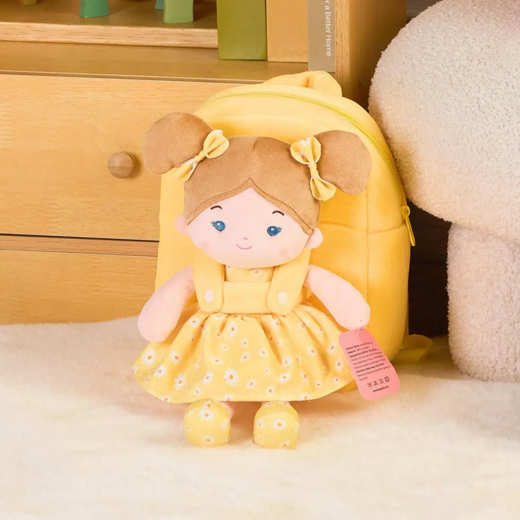 Personalized Flora Belle Girl Doll Backpack - Yellow - Modern Doll For Playrooms