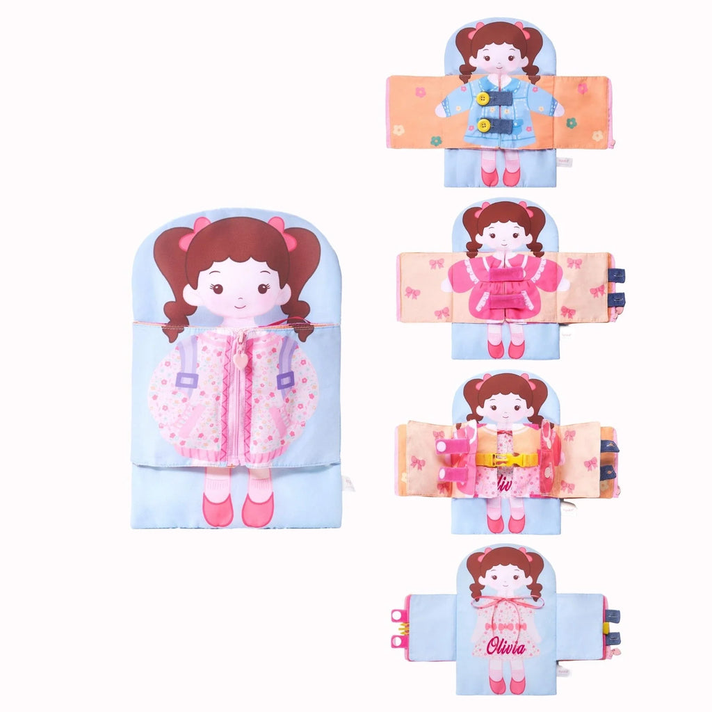 Molly Knows How To Wear - Personalized Montessori Soft Book - Large Size Doll Outfit Set