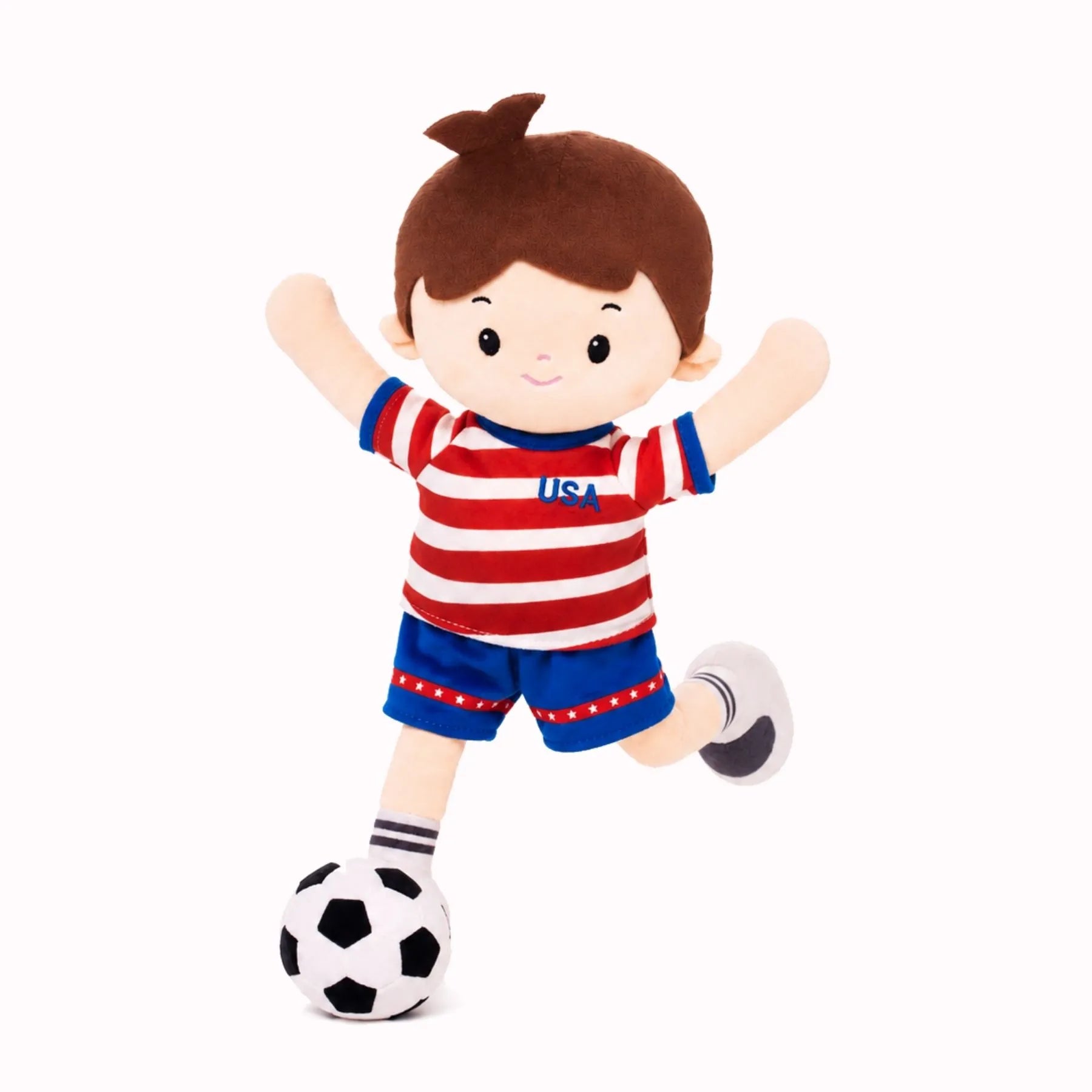 Personalized Soccer Boy - USA (2 Skin Tones) - Realistic Look Doll For Gifting