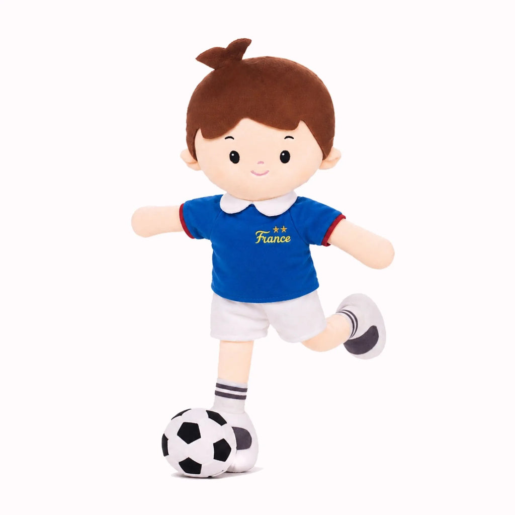 Personalized Soccer Boy - FRA (2 Skin Tones) - Gift Ready Doll Style Set