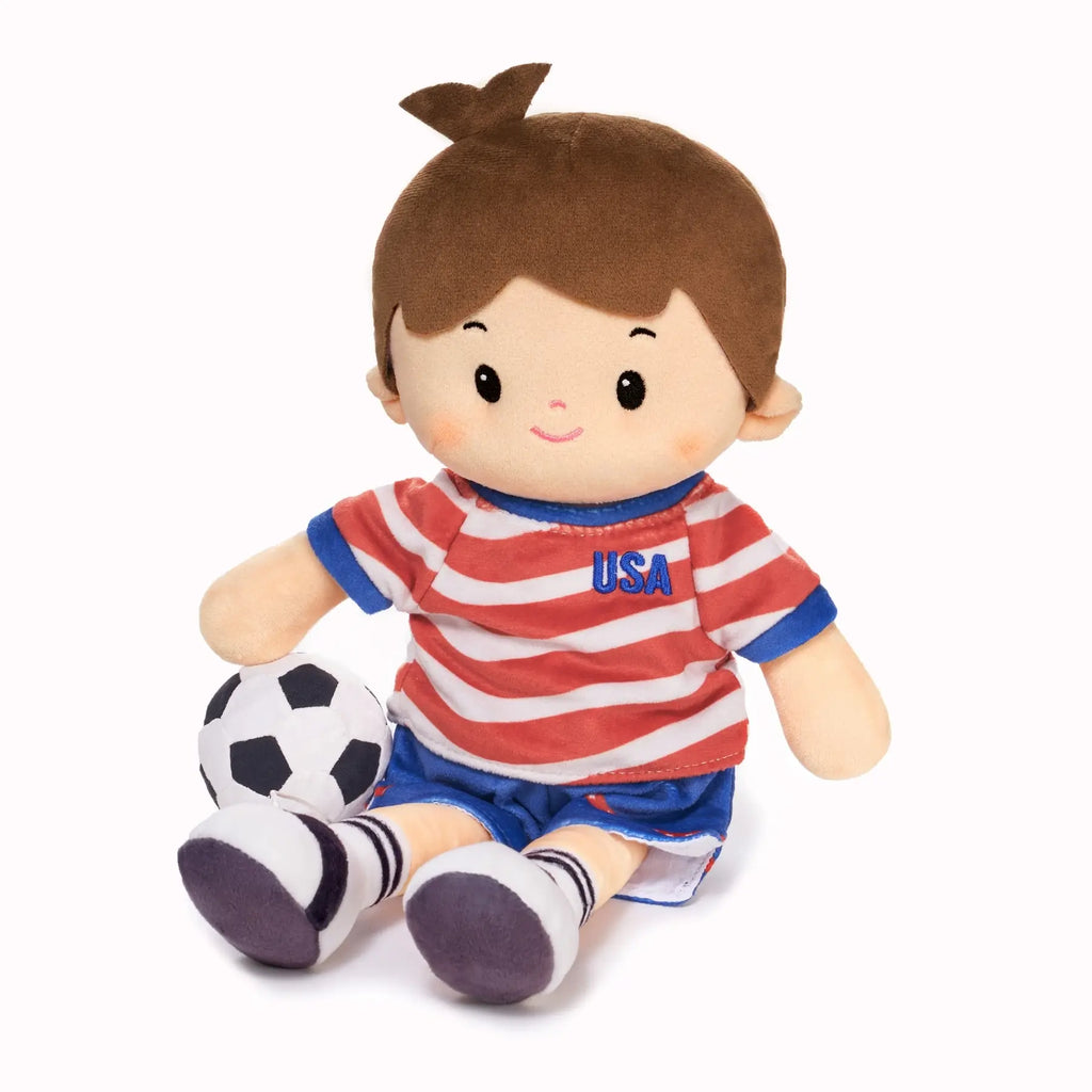 Personalized Soccer Boy - USA (2 Skin Tones) - Realistic Look Doll For Gifting