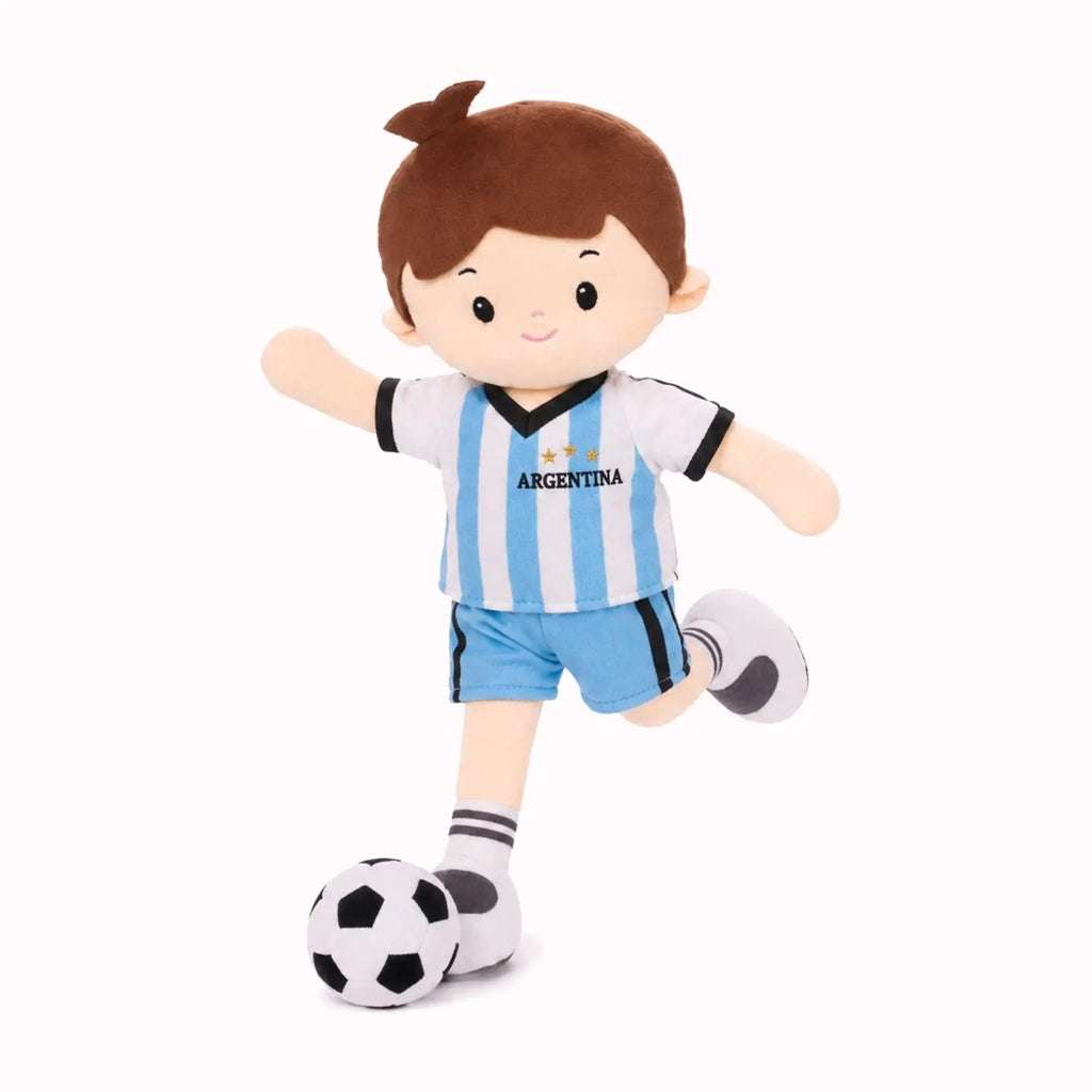Personalized Soccer Boy - ARG (2 Skin Tones) - Gentle Doll For Playrooms