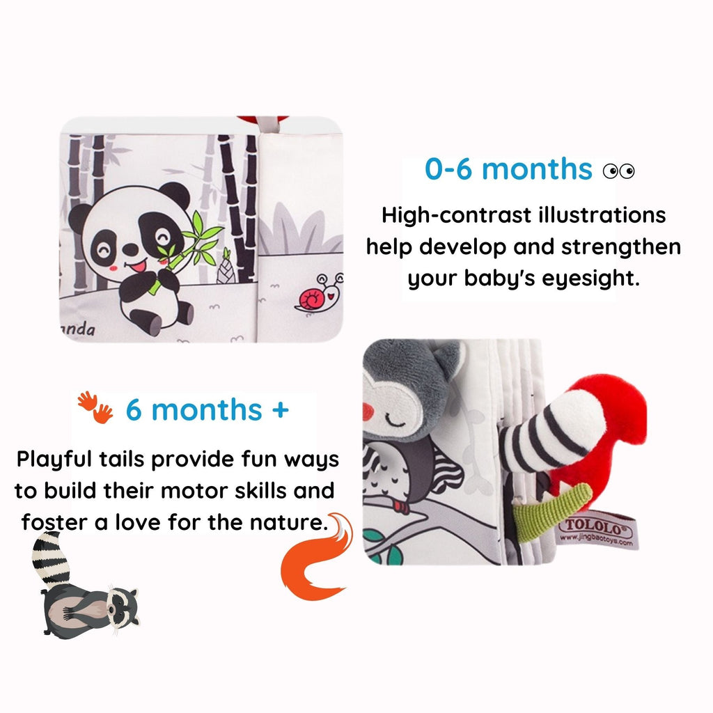 Animal Kingdom - Black&White Soft Tail Book For Babies - Everyday Doll Collection