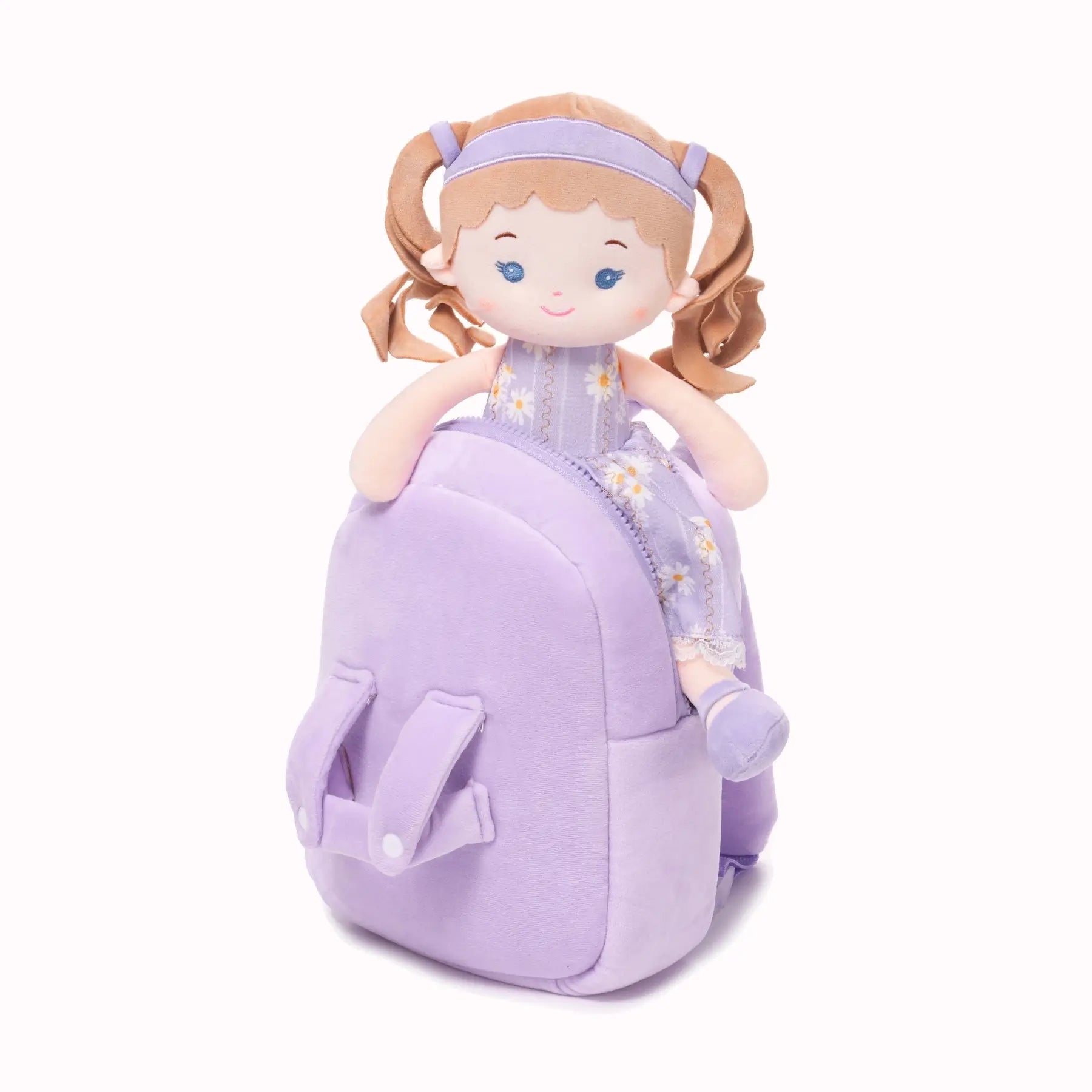 Personalized Daisy Girl Doll Backpack - Purple - Pretty Doll Accessory Set