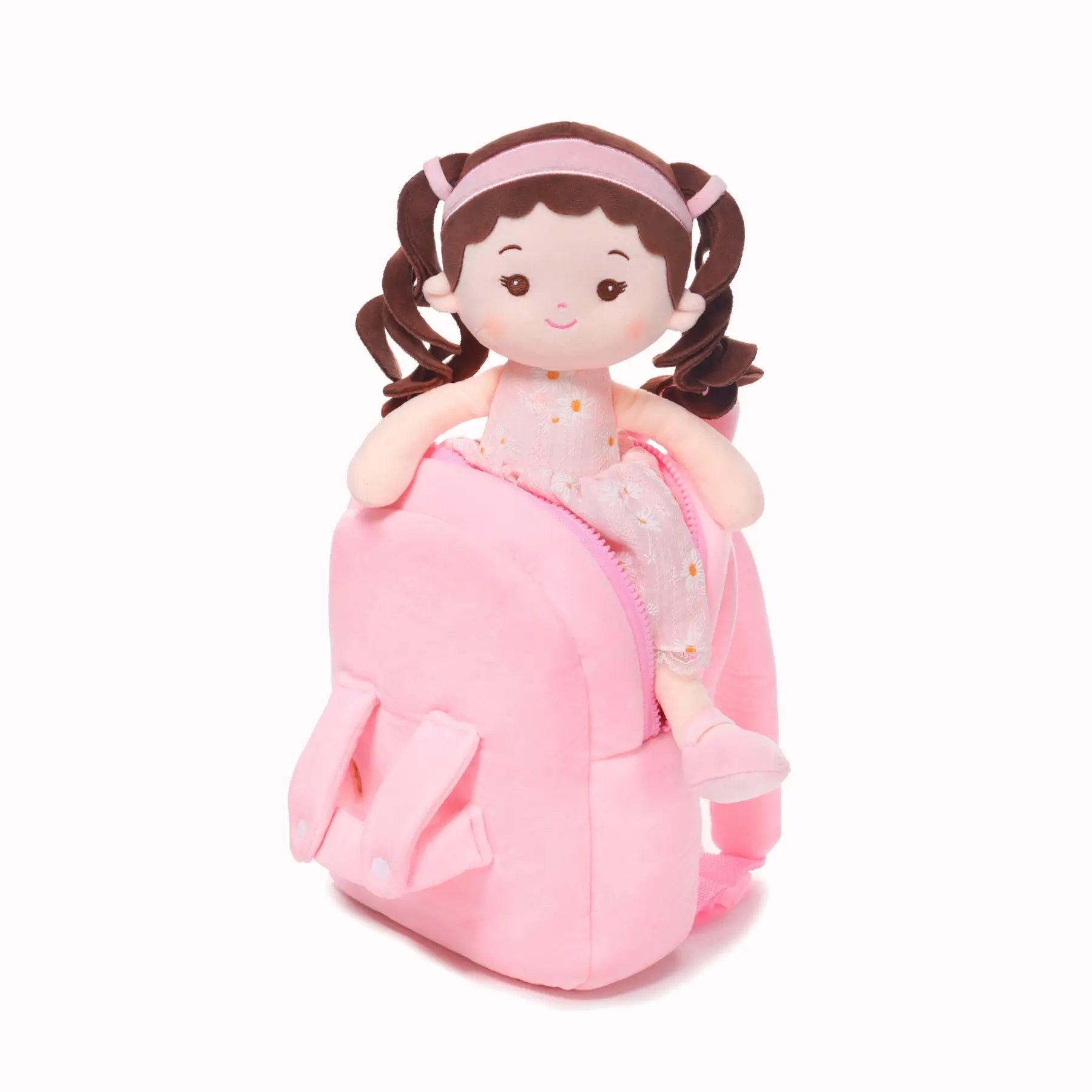 Personalized Daisy Girl Doll Backpack -Pink (2 Skin Tones) - Stylish Soft Doll
