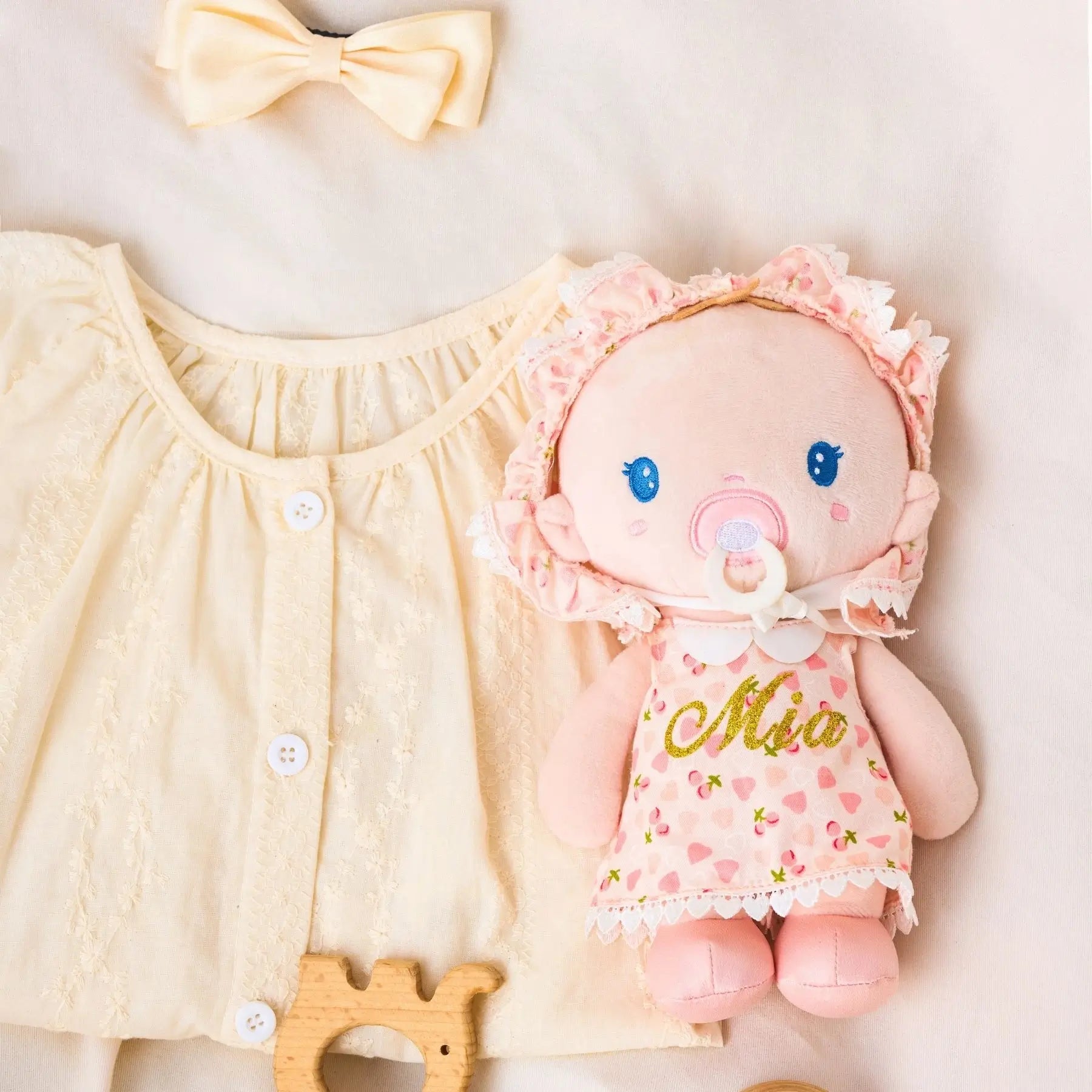 Personalized Cherry Baby Girl - Playroom Ready Doll Outfit Set