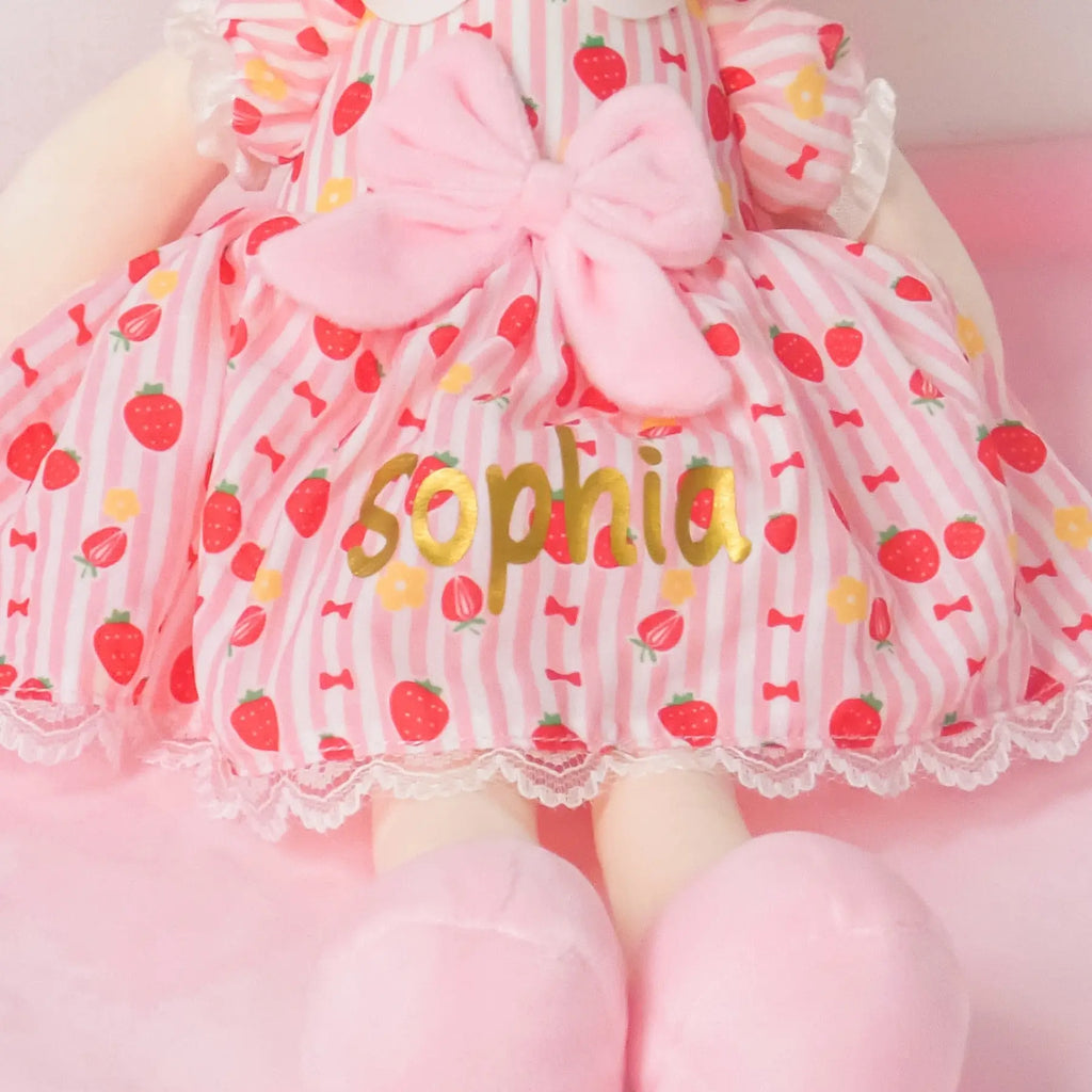 Personalized Strawberry Girl - Pink - Playroom Ready Doll For Gifting