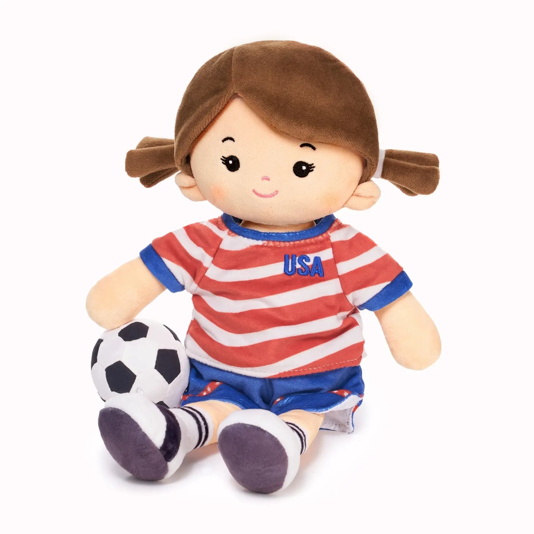 Personalized Soccer Girl - USA (2 Skin Tones) - Pretty Doll For Playtime