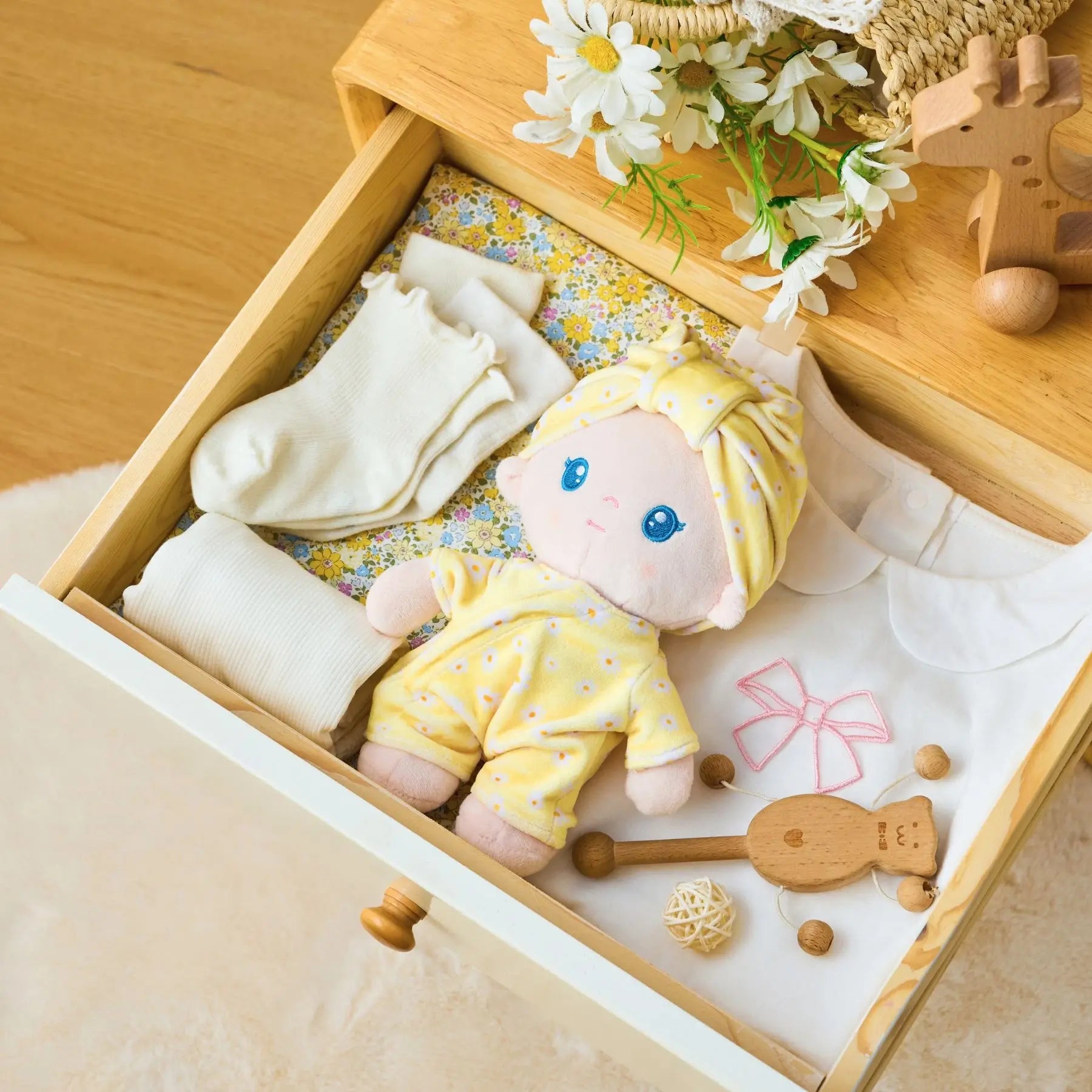 Personalized Pudding Baby Girl - Daisy - Charming Doll Outfit Set