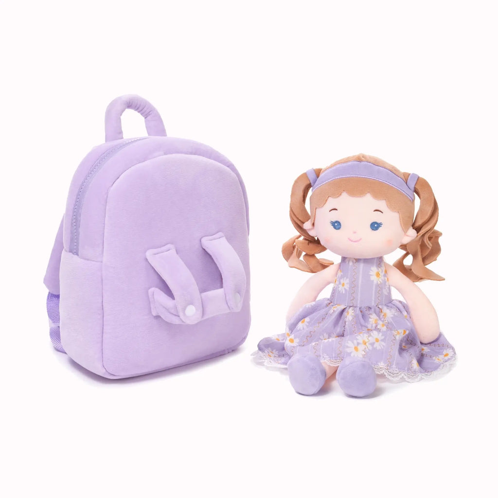 Personalized Daisy Girl Doll Backpack - Purple - Pretty Doll Accessory Set