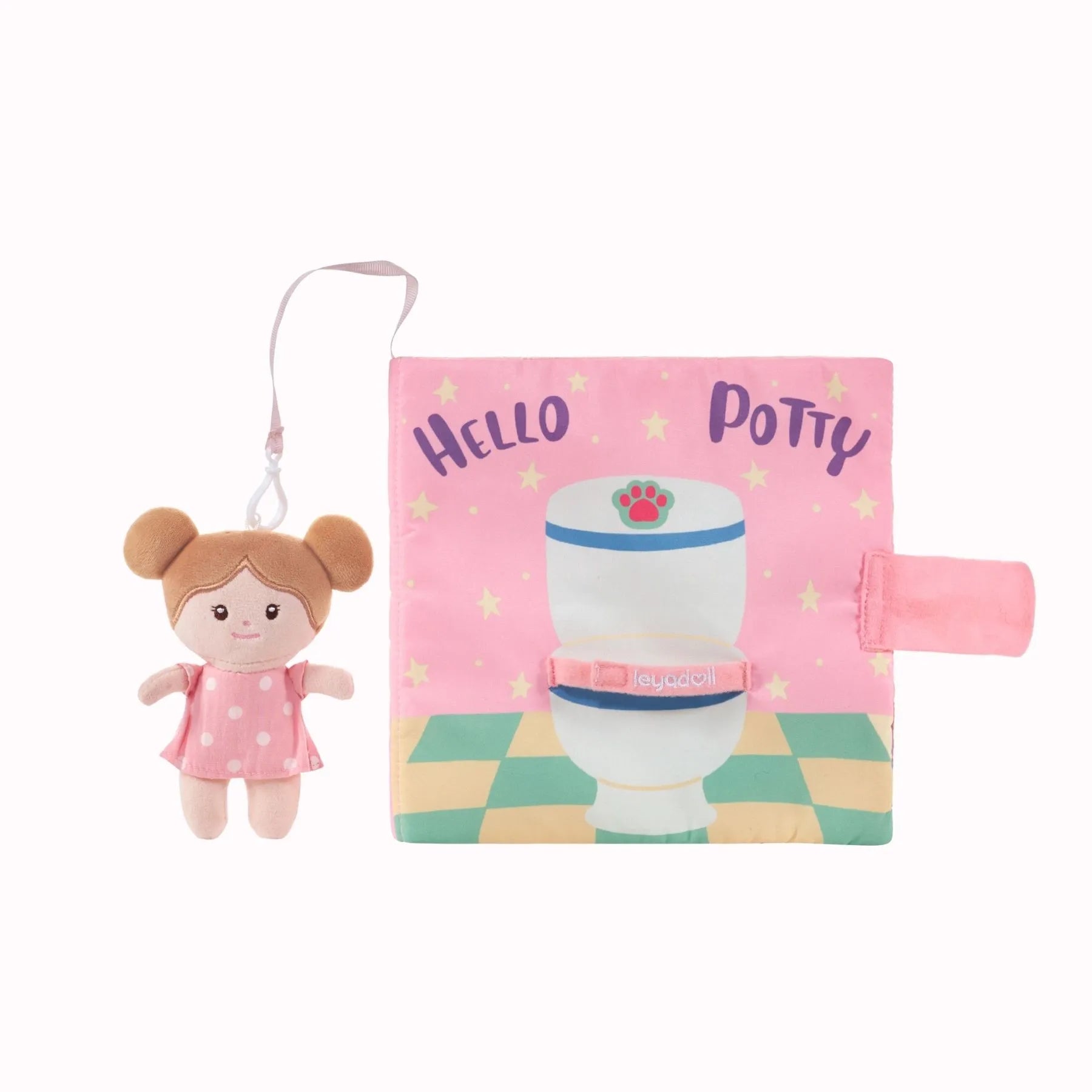 Hello Potty for Girls - Personalized Montessori Soft Book - Modern Doll Gift Set