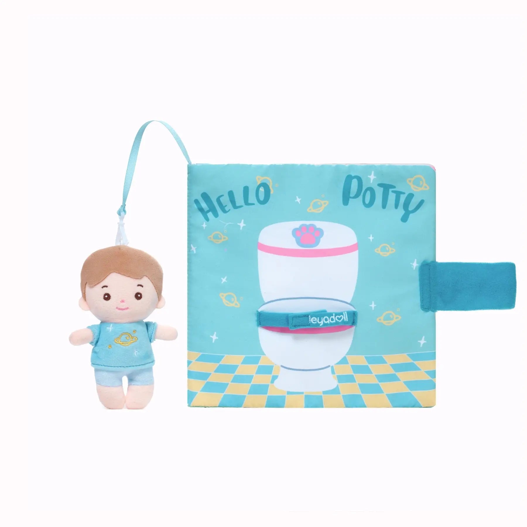 Hello Potty for Boys - Personalized Montessori Soft Book - Adorable Doll Accessory Set