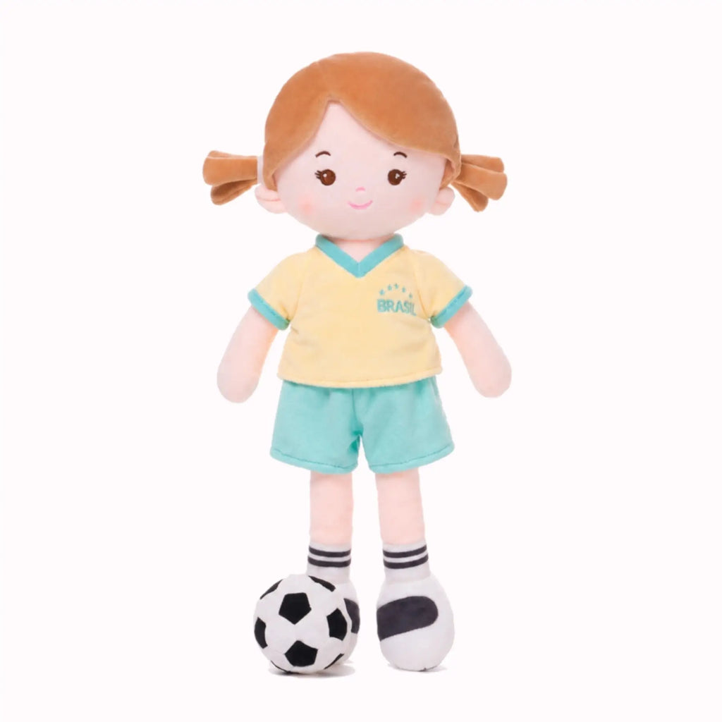 Personalized Soccer Girl - BRA (2 Skin Tones) - Gentle Doll Style Set