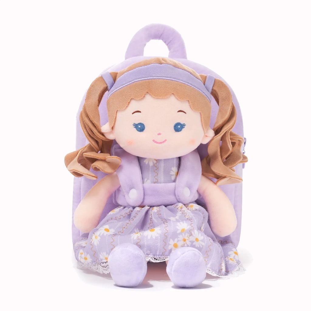 Personalized Daisy Girl Doll Backpack - Purple - Pretty Doll Accessory Set