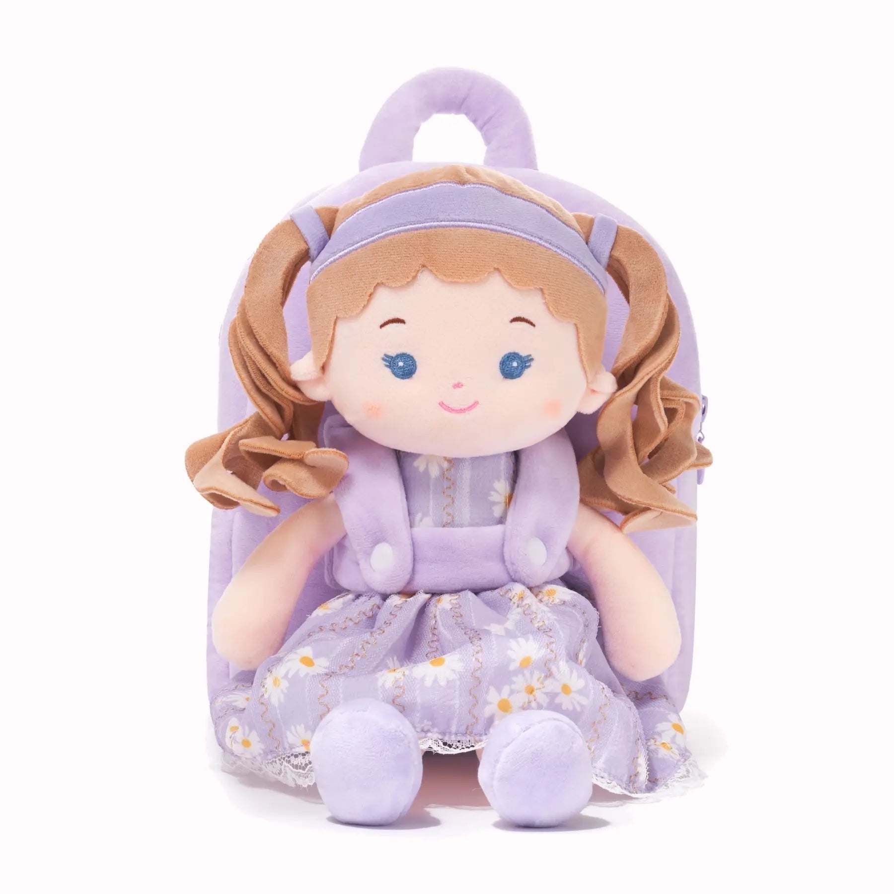 Personalized Daisy Girl Doll Backpack - Purple - Pretty Doll Accessory Set