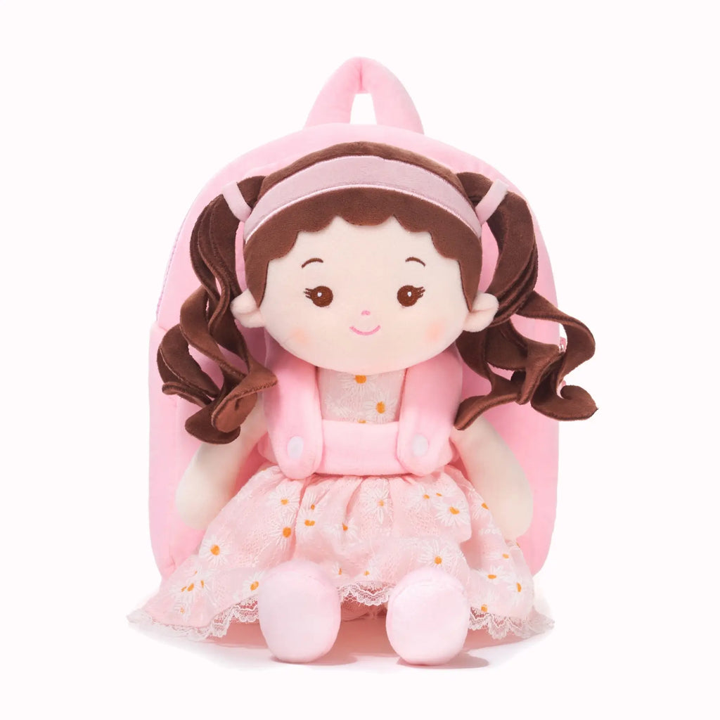 Personalized Daisy Girl Doll Backpack -Pink (2 Skin Tones) - Stylish Soft Doll