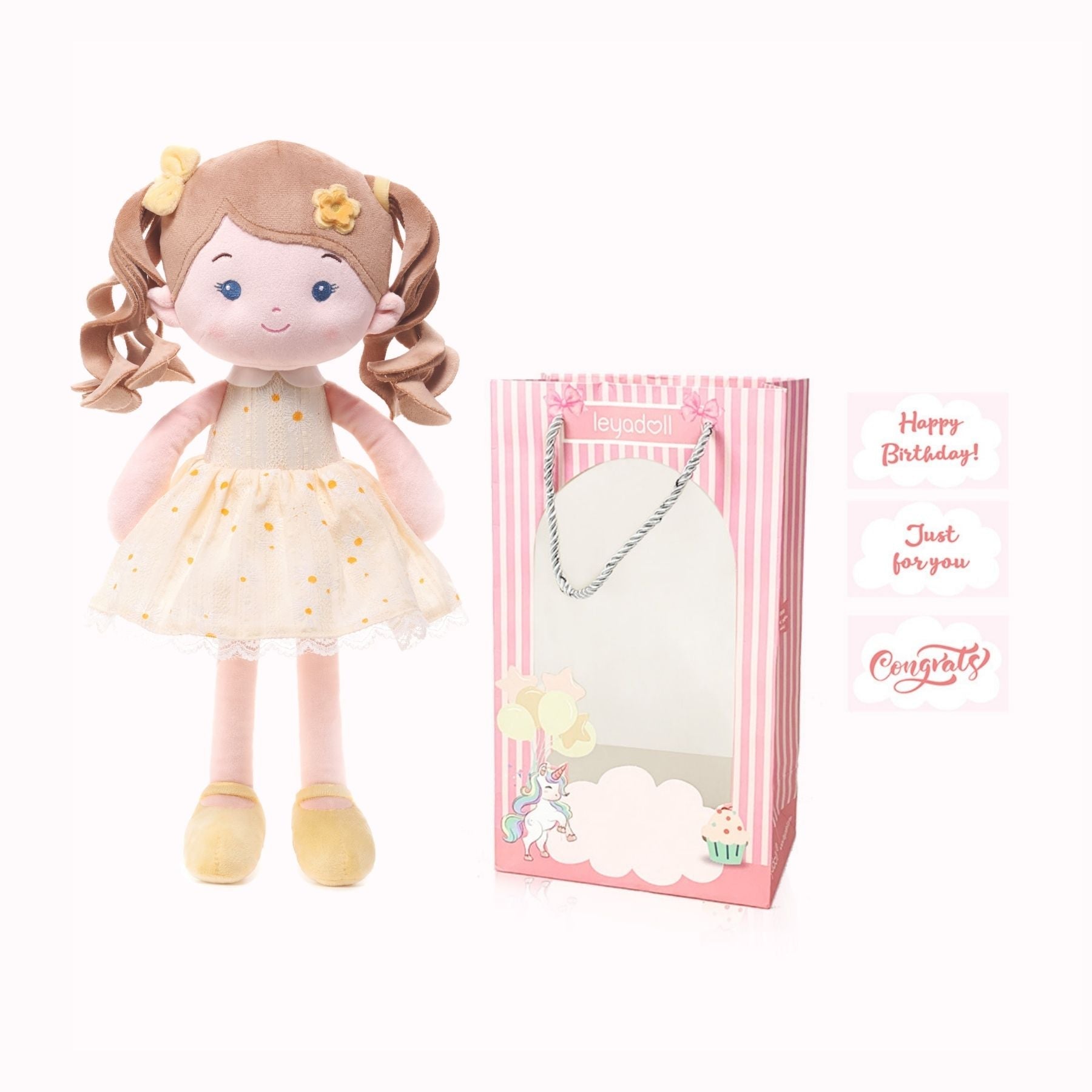 Personalized Daisy Girl - Yellow - Pretty Doll Clothes Set