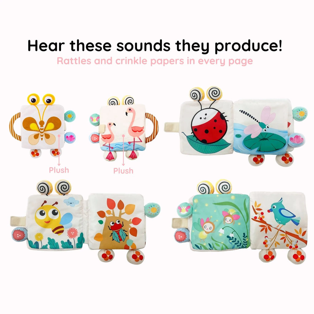 Fluttery Harmony - Soft Rattle Book For Babies - Display Ready Doll For Gifting