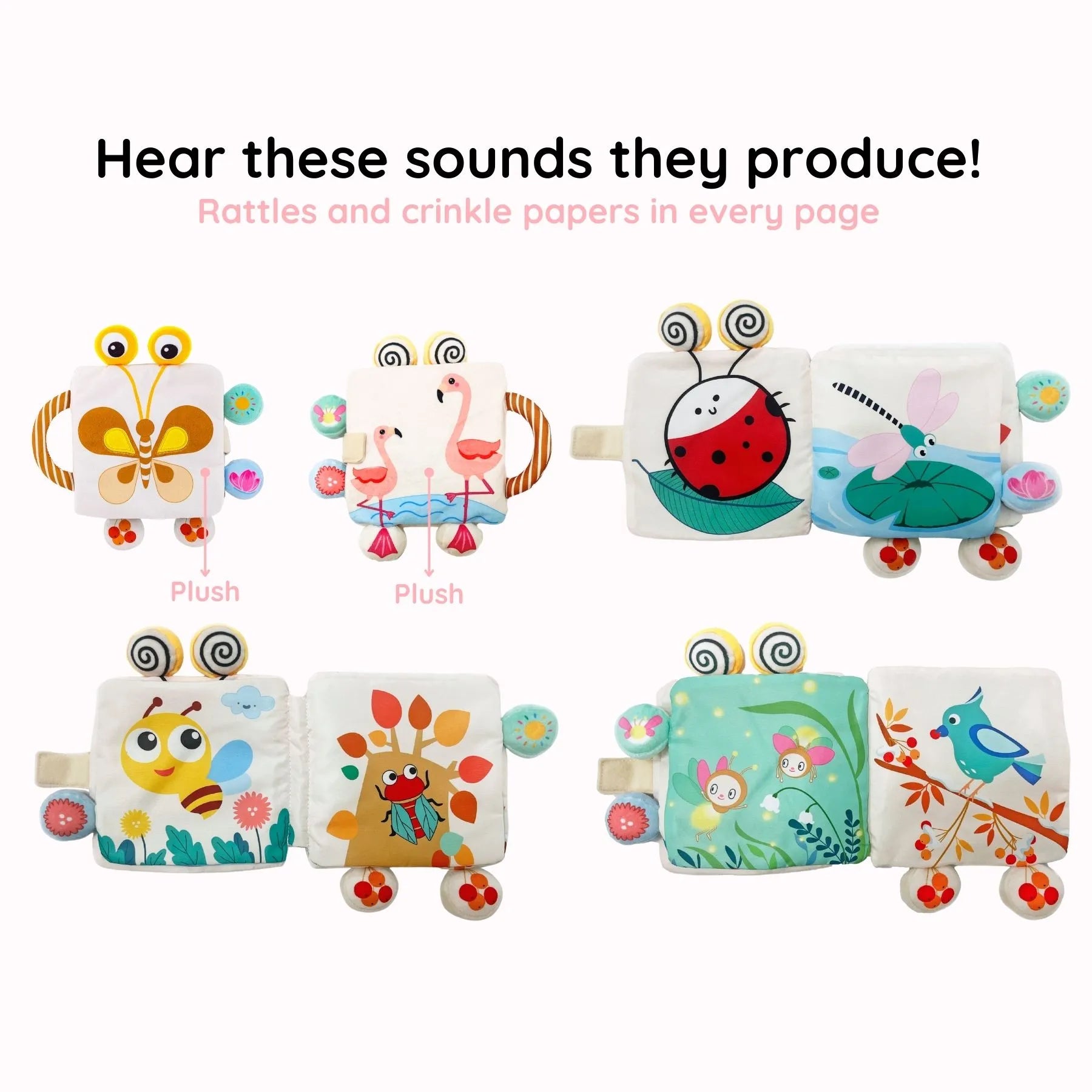 Fluttery Harmony - Soft Rattle Book For Babies - Display Ready Doll For Gifting