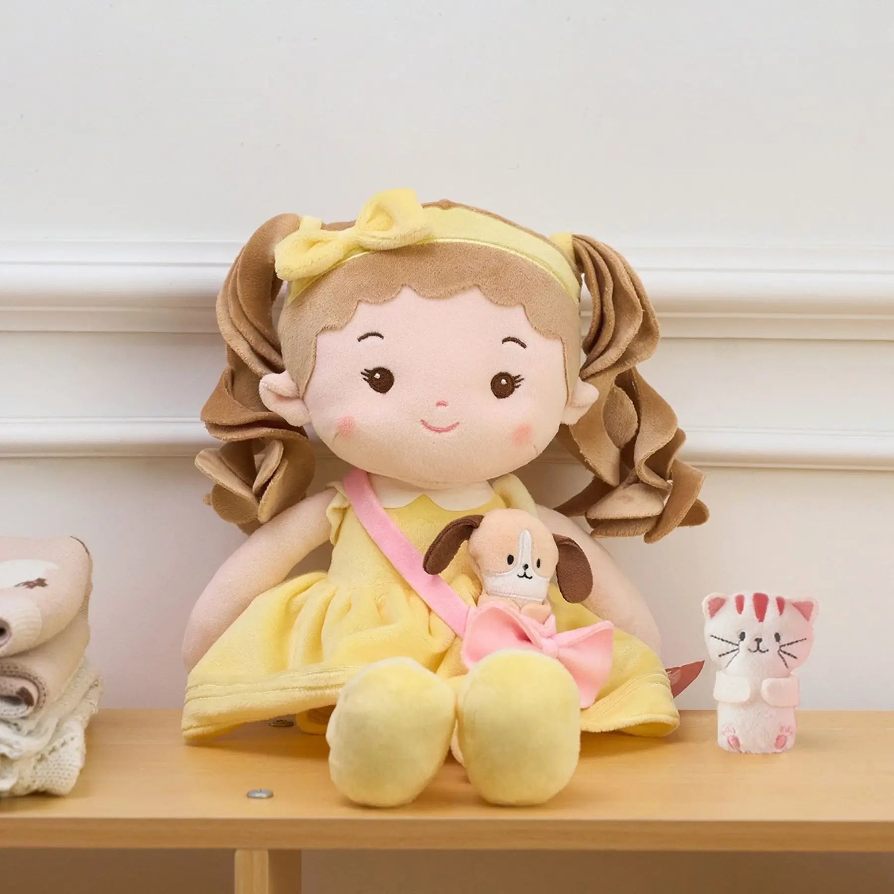 Personalized Sunny Girl & Her Pet - Display Ready Doll For Display