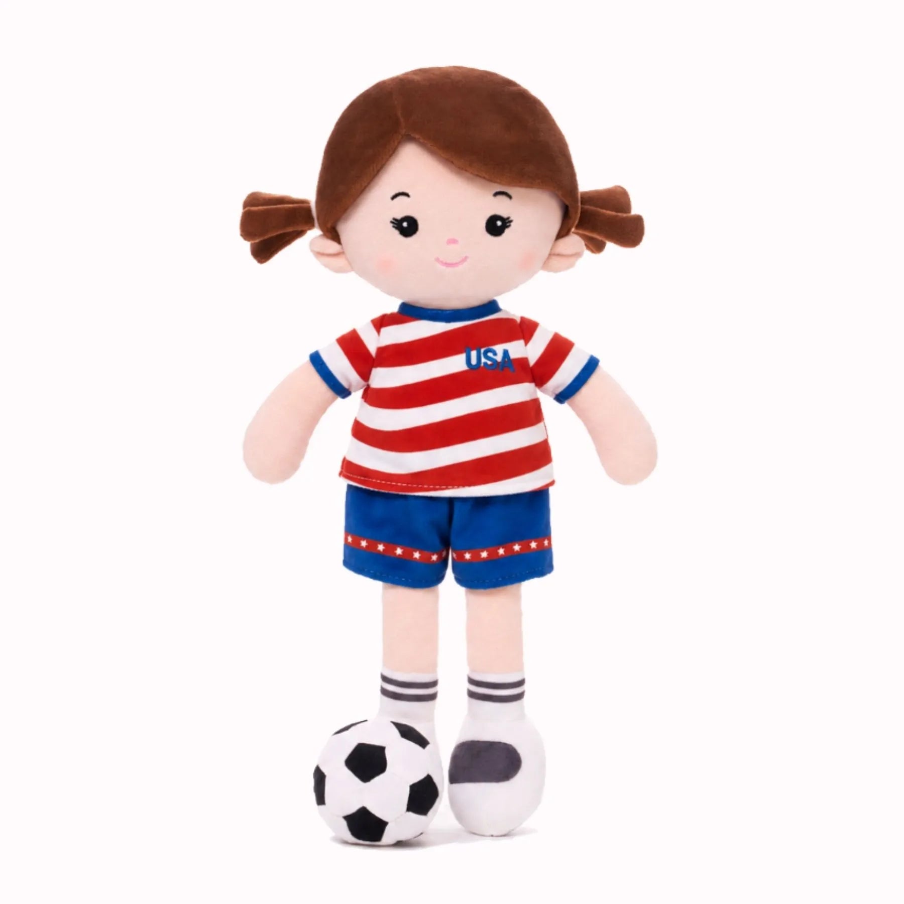 Personalized Soccer Girl - USA (2 Skin Tones) - Pretty Doll For Playtime