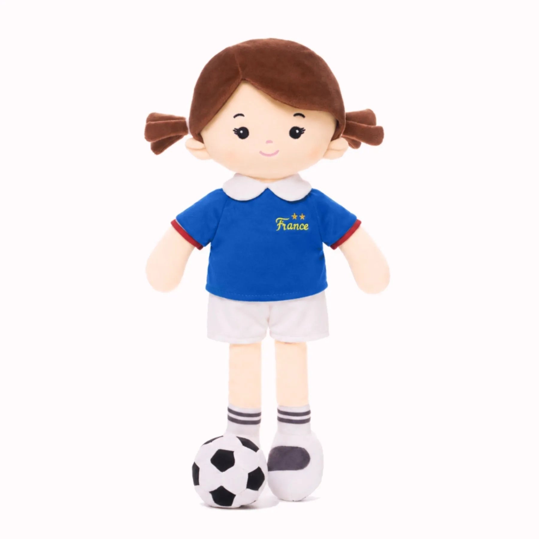Personalized Soccer Girl - FRA (2 Skin Tones) - Stylish Doll With Outfit