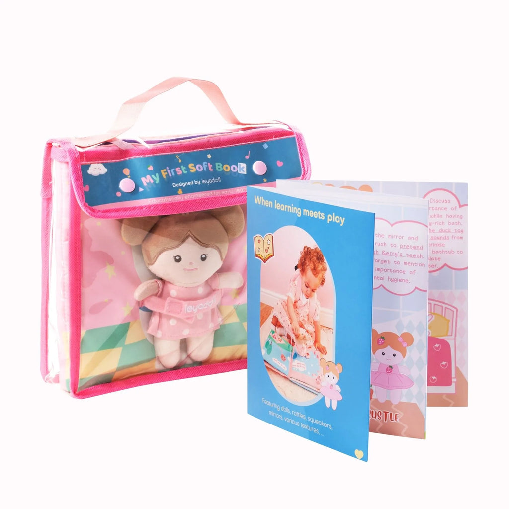Hello Potty for Girls - Personalized Montessori Soft Book - Modern Doll Gift Set